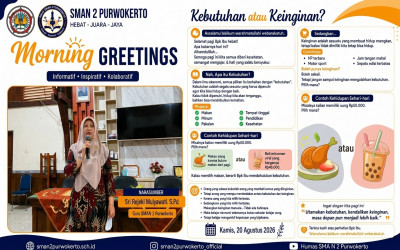 Morning Greetings SMAN 2 Purwokerto: Belajar Finansial Cerdas, Kebutuhan atau Keinginan?
