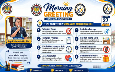 Mengabdi dengan Hati: Bapak Lukman Hakim Berbagi Tips Semangat Mengajar di Morning Greeting SMAN 2 Purwokerto